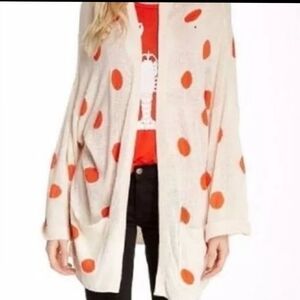 {XS} Wildfox White Label Oversized Orange Polka Dot Cream Cardigan